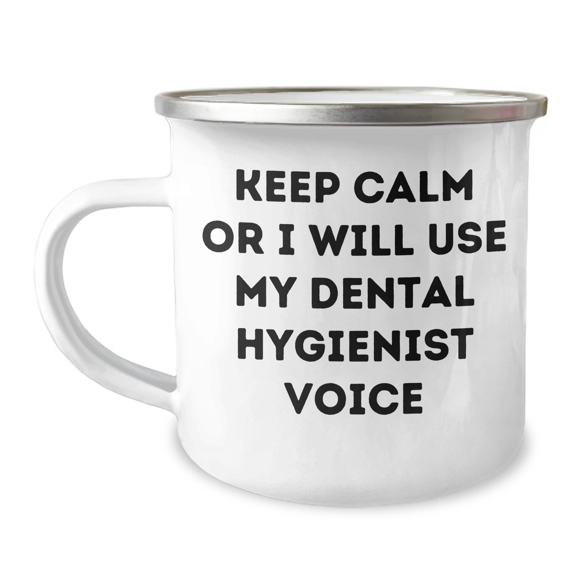 Funny Dental Hygienist Gifts for Christmas: Keep Calm and Brush On with Enamel Mug for Dental Hygiene Lovers, Perfect for Office or Home Use