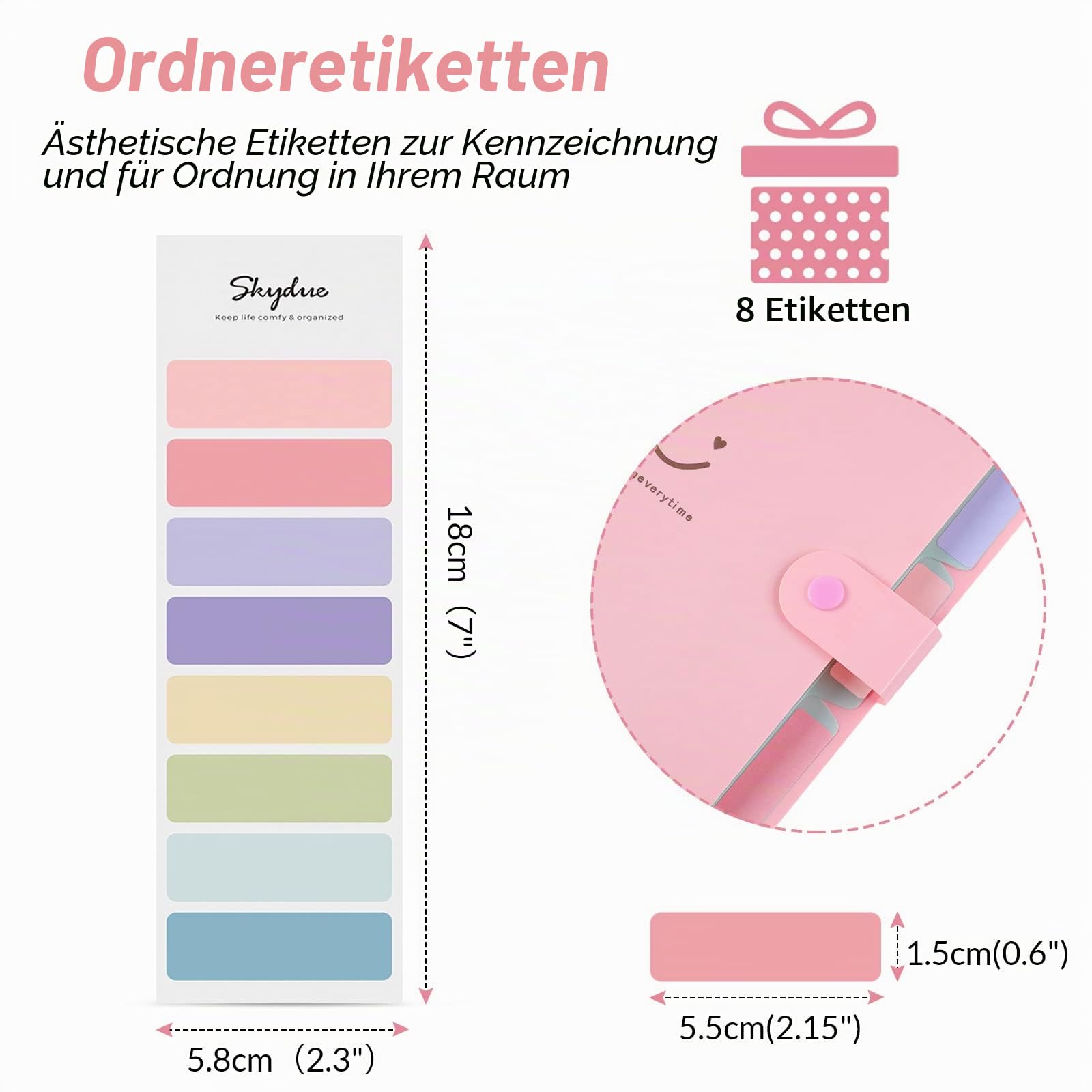 SKYDUE Fächermappen mit 5 Taschen, Akkordeon-Aktenordner mit 32 Etiketten, tragbarer Dokumentenpapier-Organizer, Aktenordner, Brief-/A4-Größe, 4 Stück