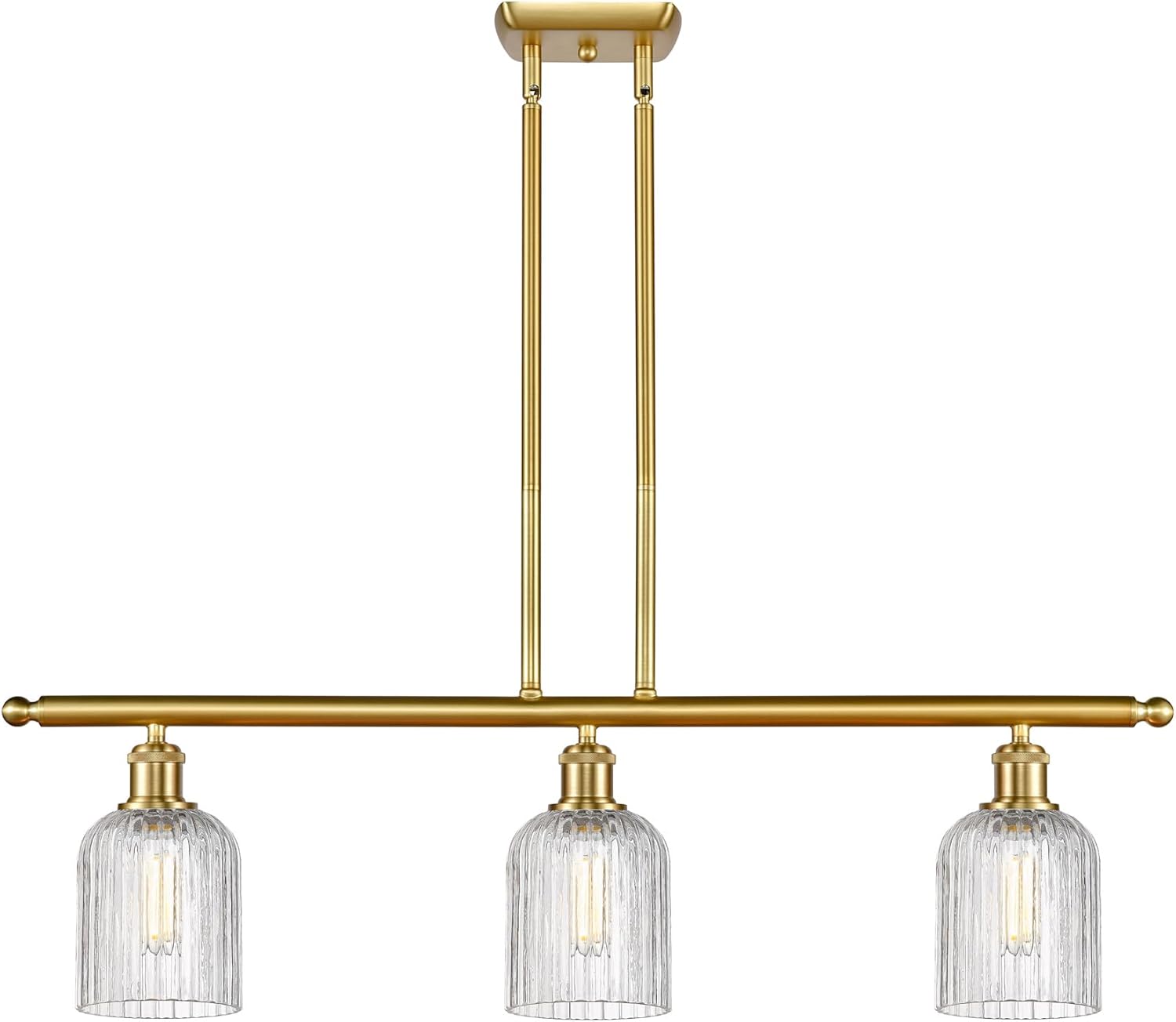 Innovations Lighting 516-3I-AC-G559-5CL Bridal Veil - 3 Light Stem Hung Island in Art Deco Style-9.5 Inches Tall and 36 Inches Wide, Finish Color: Antique Copper
