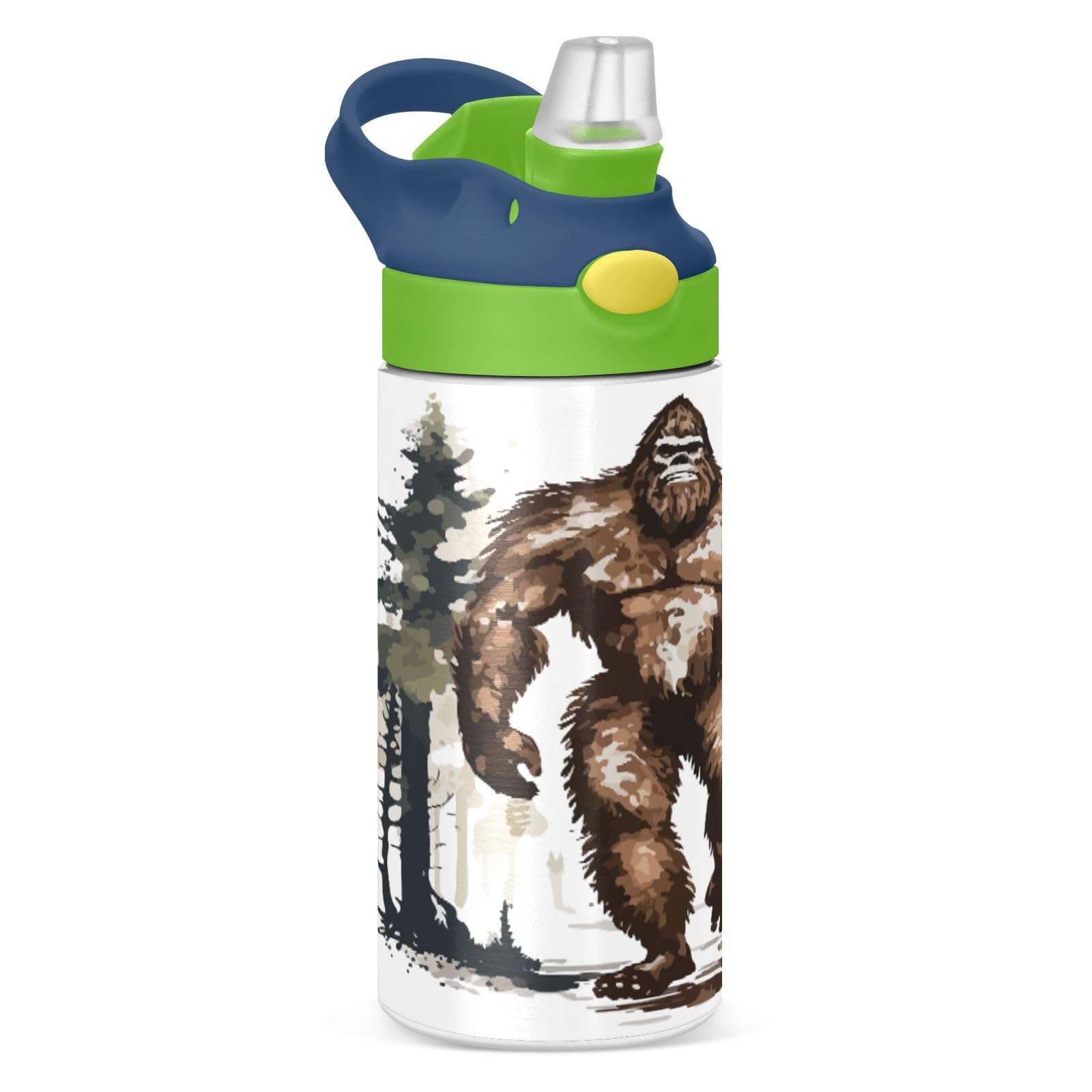 Mnsruu Gorilla Kids Water Bottle with Straw Insulated Stainless Steel Drink Bottle for Boys Girls School 350ml Leakproof Vacuum Hot Cold Water Flask