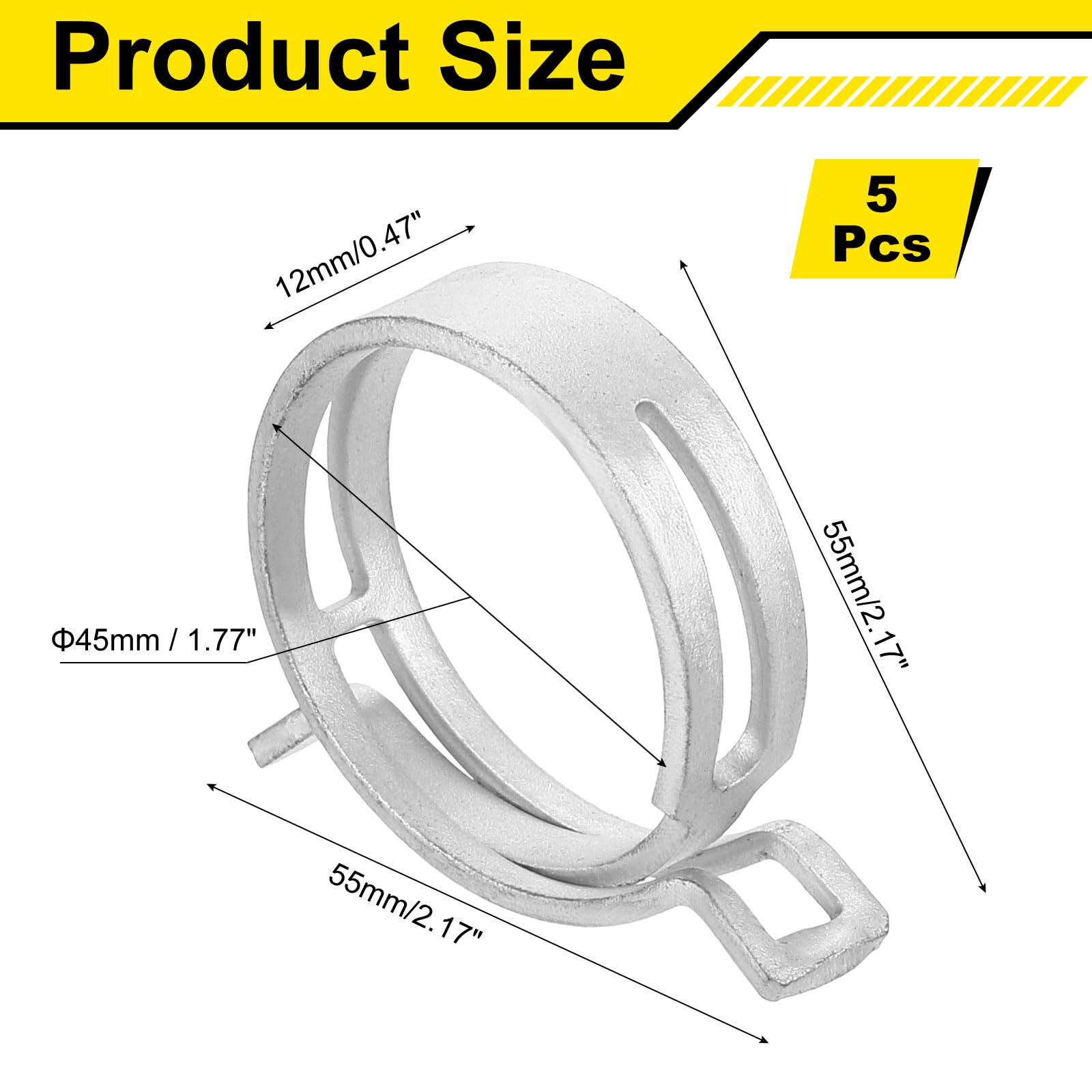 Sourcingmap 5Pcs Spring Band Type Action Fuel/Silicone Vacuum Hose Pipe Clamp - Image 2
