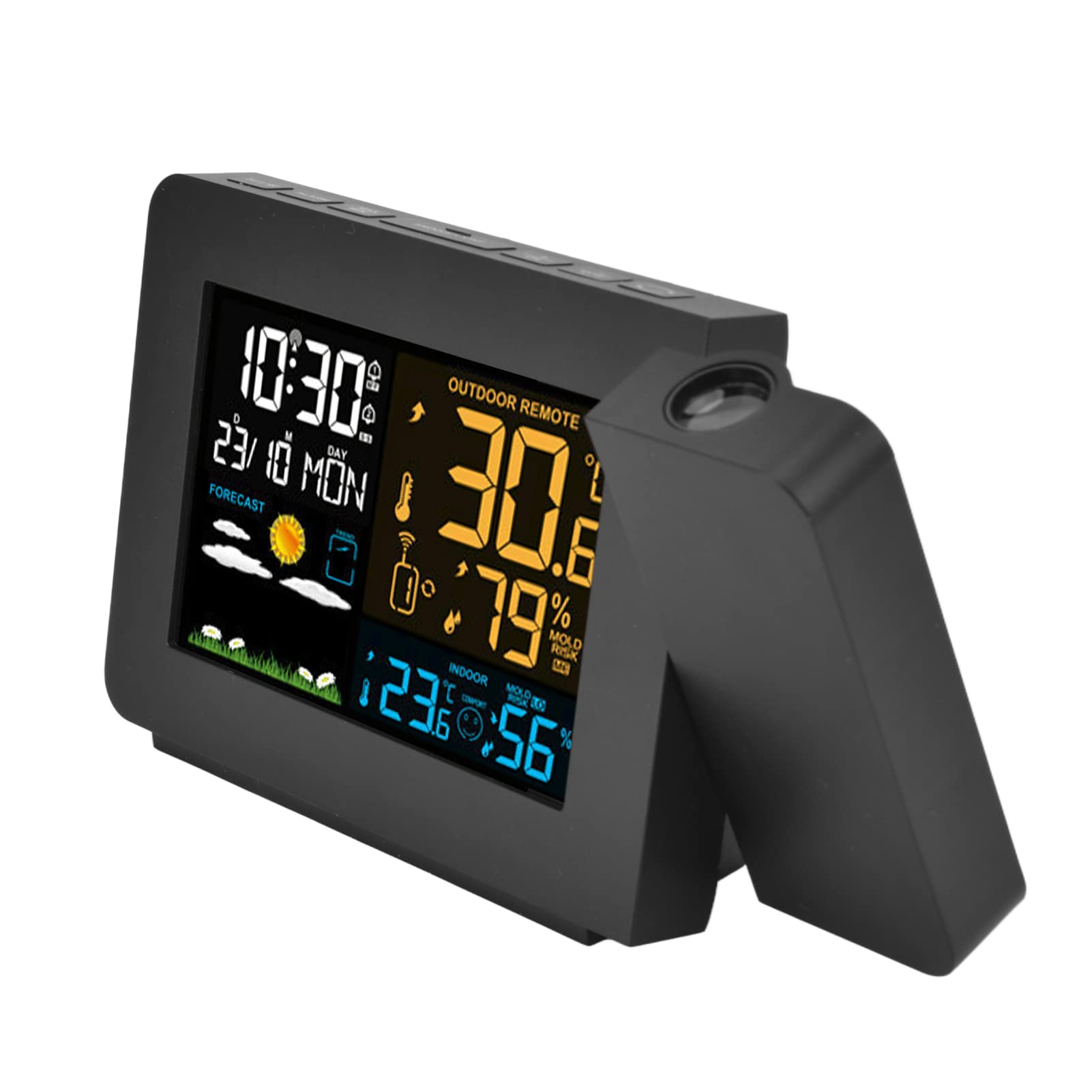 Haofy Thermomètre Intérieur Extérieur Transmission Fil 60M avec Prévision de Température et Hygromètre Numérique à Projection Murale pour Maison Intelligente, Vie en Camping-car, Utilisation