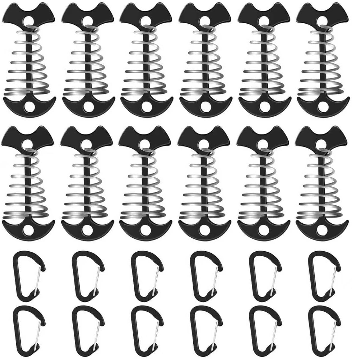 12 Pack Deck Anchors Pegs with Carabiners – Aluminum Rope Tensioner; Tent Tie Down Stakes, Windproof Canopy Tent Anchors, Outdoor Camping Accessories 12 Pack Deck Anchors Pegs with Carabiners – Aluminum Rope Tensioner; Tent Tie Down Stakes, Windproof Canopy Tent Anchors, Outdoor Camping Accessories