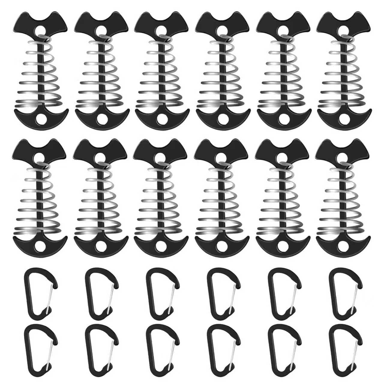 12 Pack Deck Anchors Pegs with Carabiners