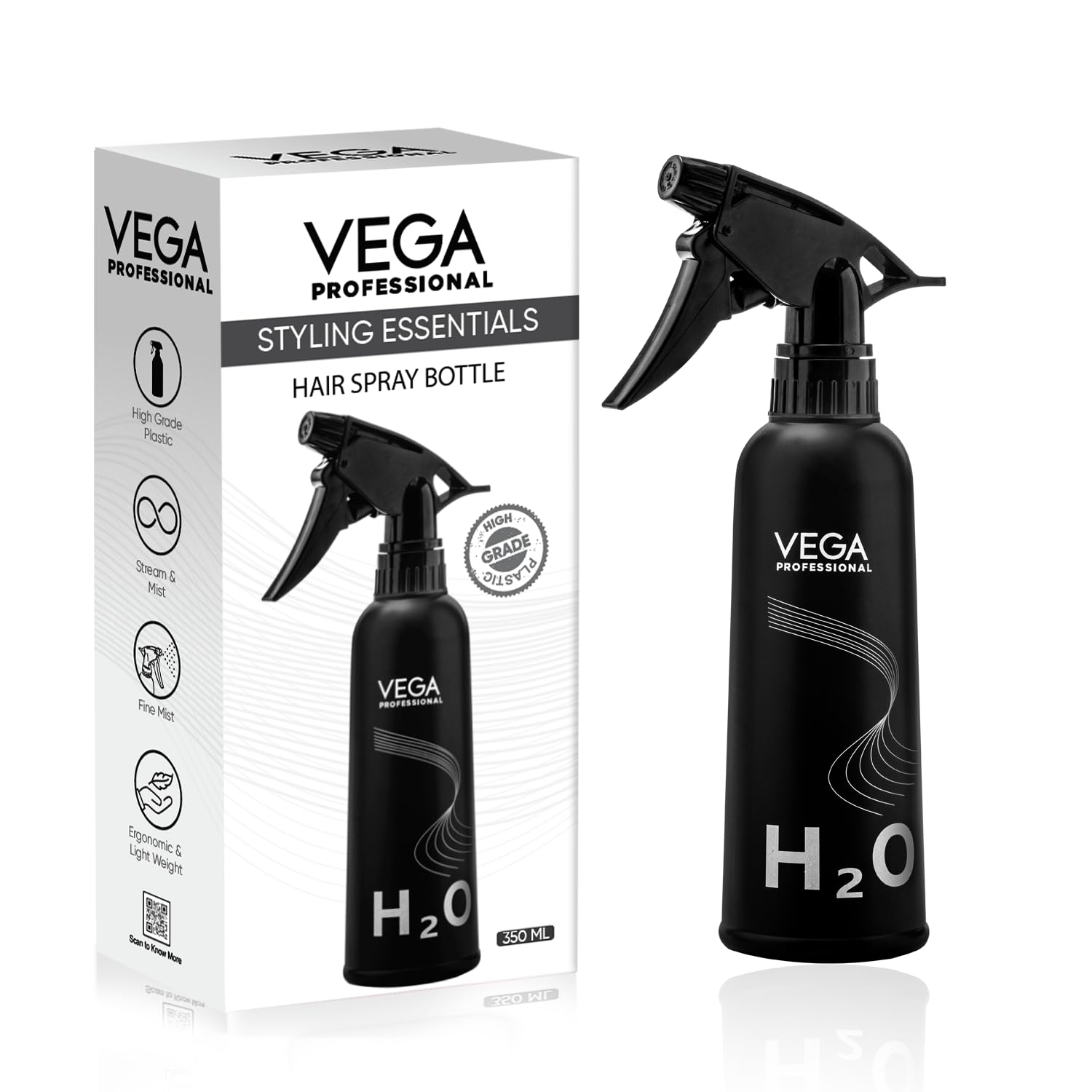 Sponsored Ad - Plastic Hair Spray Bottle For Hairstyling, Cleaning, Salons, Empty Spray Bottle, Black, 350 Ml, (VPHSB-04)