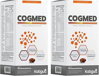 Kit 2 Cogmed Dimagnésio Malato, Bisglicinato de Magnésio & Vitaminas do Complexo B 60 Cápsulas Katiguá