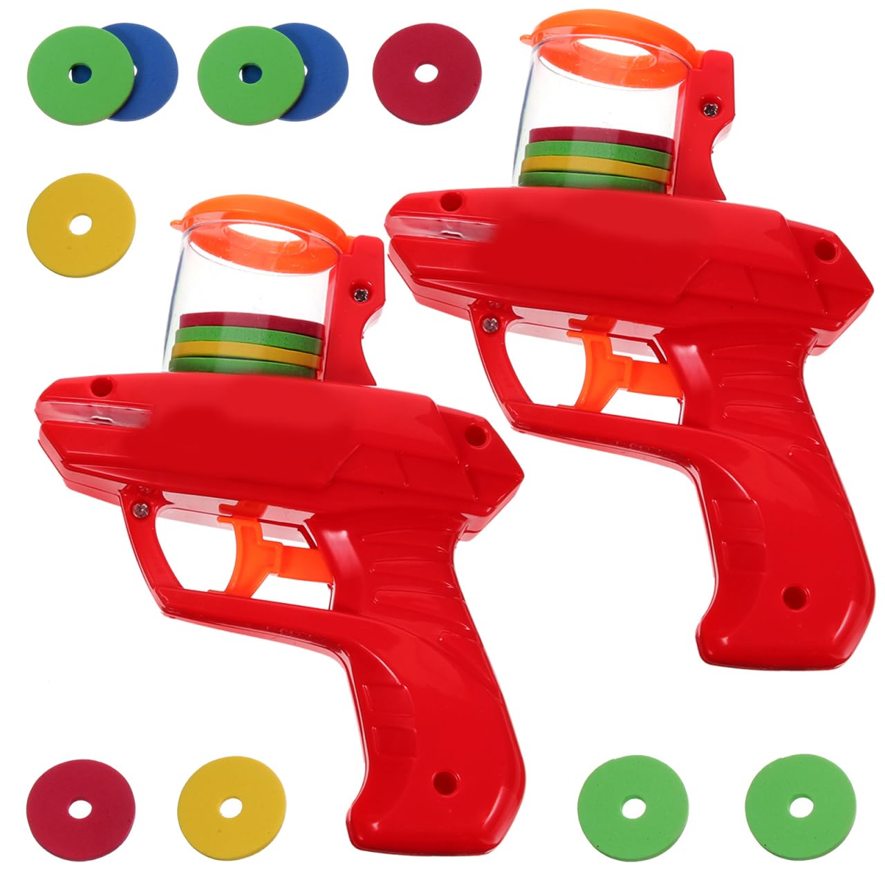 2Pcs Flying Disc Launcher Toy for Kids: Foam Disc Emitter Shooter Flying Saucer Launcher for Outdoor Play, Backyard Games, Family Activities (Random Color)