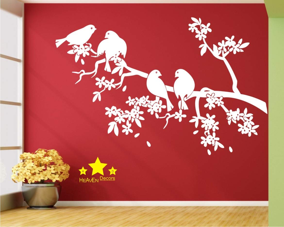 Heaven Decors Bird on Tree White Wall Sticker for Bedroom,Large Wall Sticker Size(90 x 59) cm (B077RTYHWD) Amazon Price History, Amazon Price Tracker