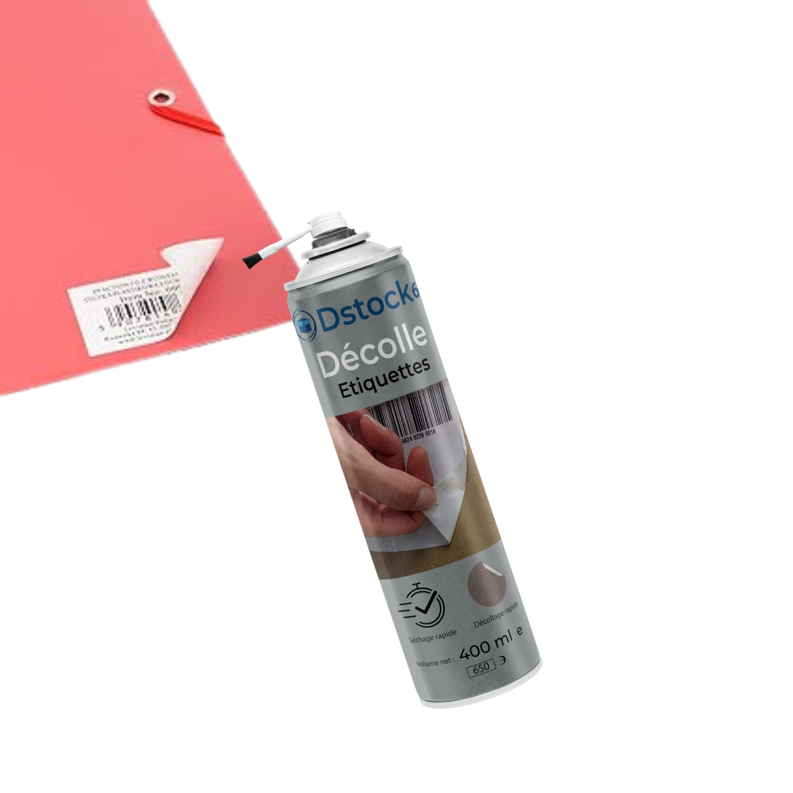 DSTOCK60, 10 x Etikettenabzieher, 400 ml, mit Pinseldiffusor, Spray zum Entfernen von Etiketten und Aerosolklebern, entfernt Etiketten und Rückstände schnell – einfache Anwendung mit Pinsel