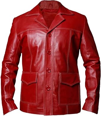 Fight Red Club Tyler Durden Mayhem Real Leather Jacket