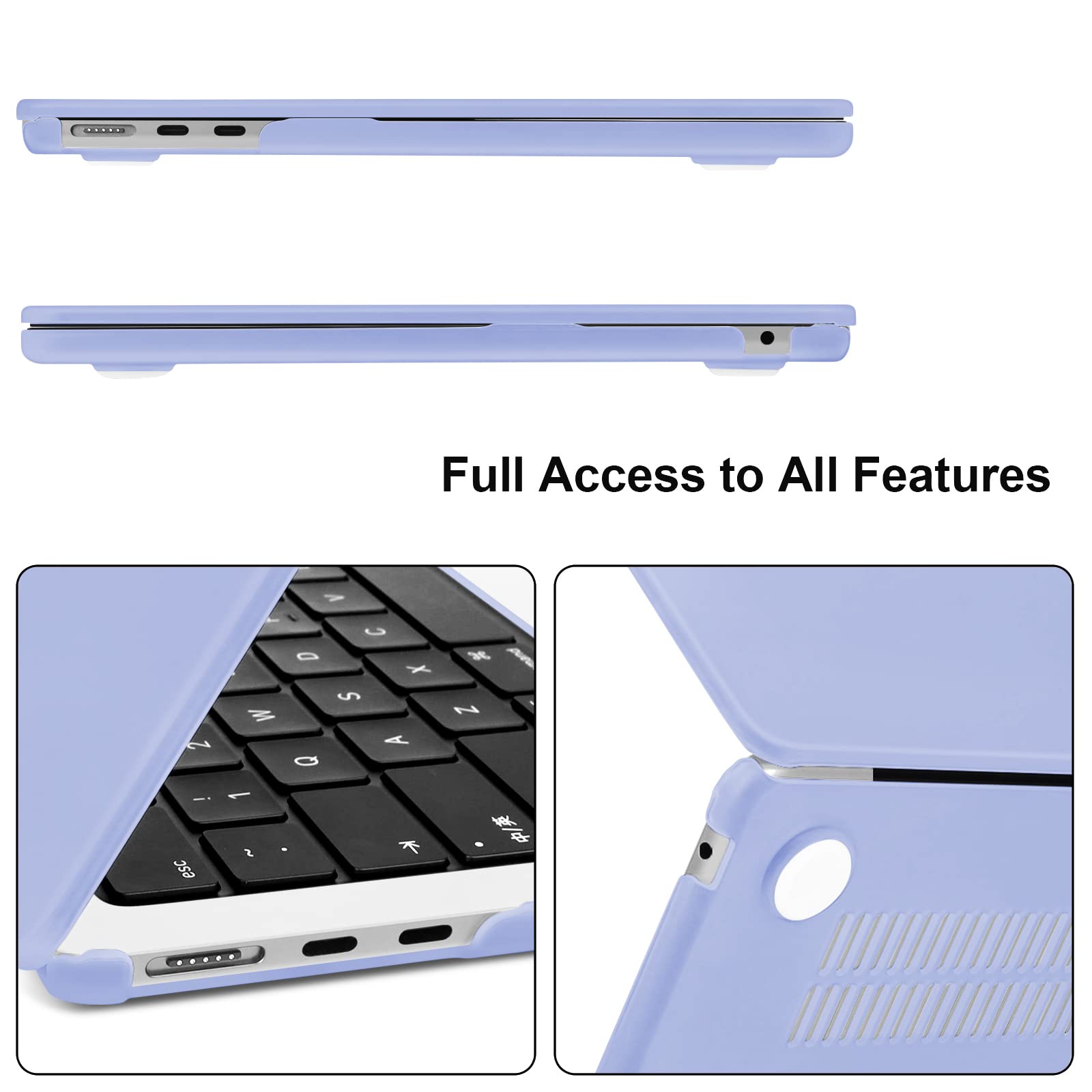 TECOOL Custodia MacBook Air 13,6 Pollici M3 M2 2024 A3113 e 2022 A2681, Cover Opaca Plastica Rigida Ultra Sottile e Copritastiera Italiano UE, Azzurro