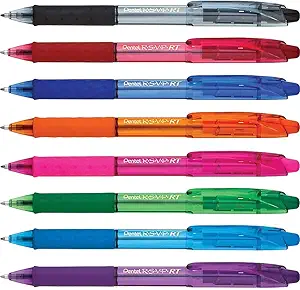 Pentel R.S.V.P. RT Colors New Retractable Ballpoint Pen, Medium Line, Assorted Ink Colors, Pack of 8 (BK93CRBP8M)