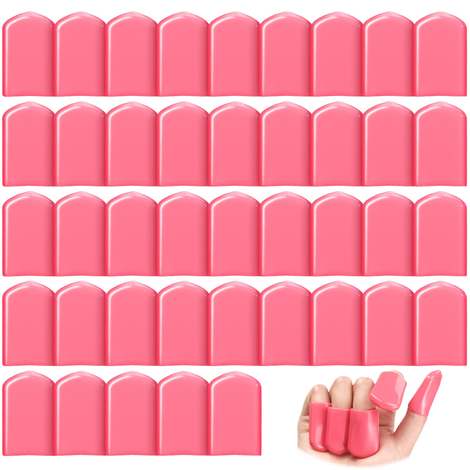 50 puntas de bronceado para dedos de protección UV, protector de uñas para dedos, cubiertas de uñas de PVC, para quitaesmalte de uñas, mangas de dedos para camas de bronceado rayos UV, color rosa