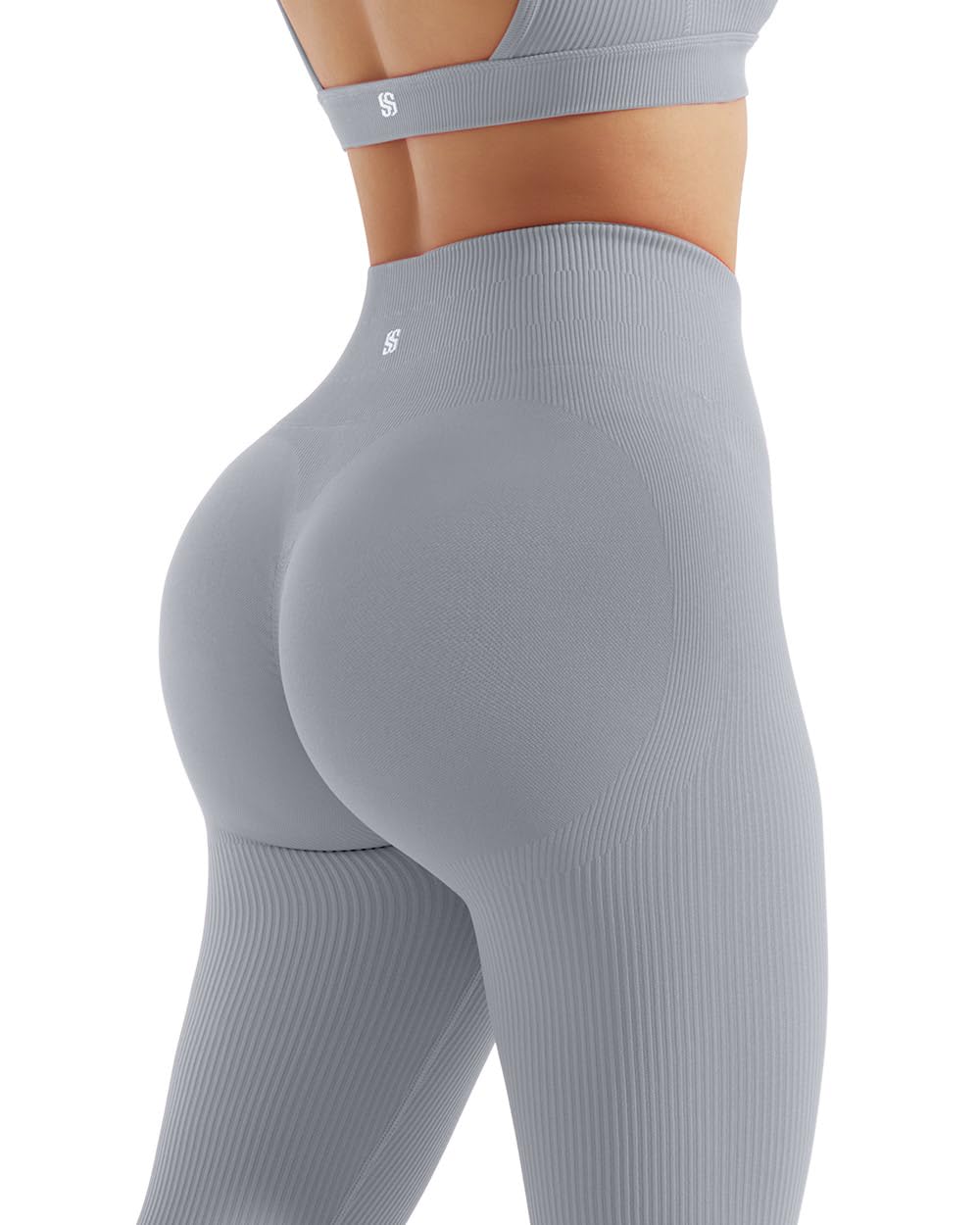 SUUKSESS 2 Piece Workout Sets for Women Long Sleeve Gym Sets Woman Butt Lifting Leggings Open Back Crop Tops: #2 Grey X-Small