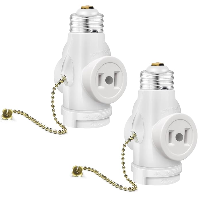 Buy Onite UL Listed E26 to 2 Outlet Socket Adapter, Light Socket to