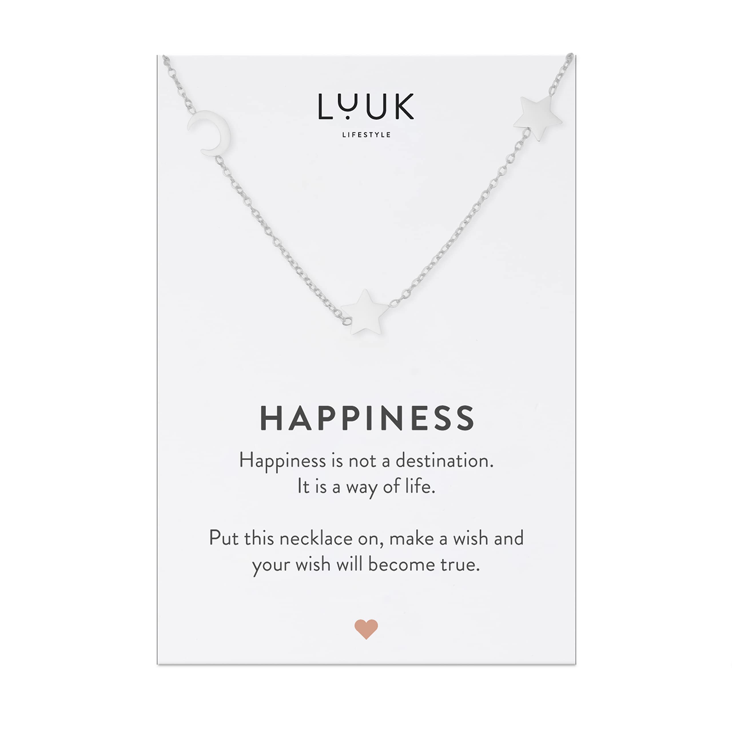 LUUK LIFESTYLEBonitos y elegantes collares de acero inoxidable con diseños variados y tarjeta frase en inglés para regalo, novia, mujer, amiga, joyería femenina plateado, dorado y gold rosé