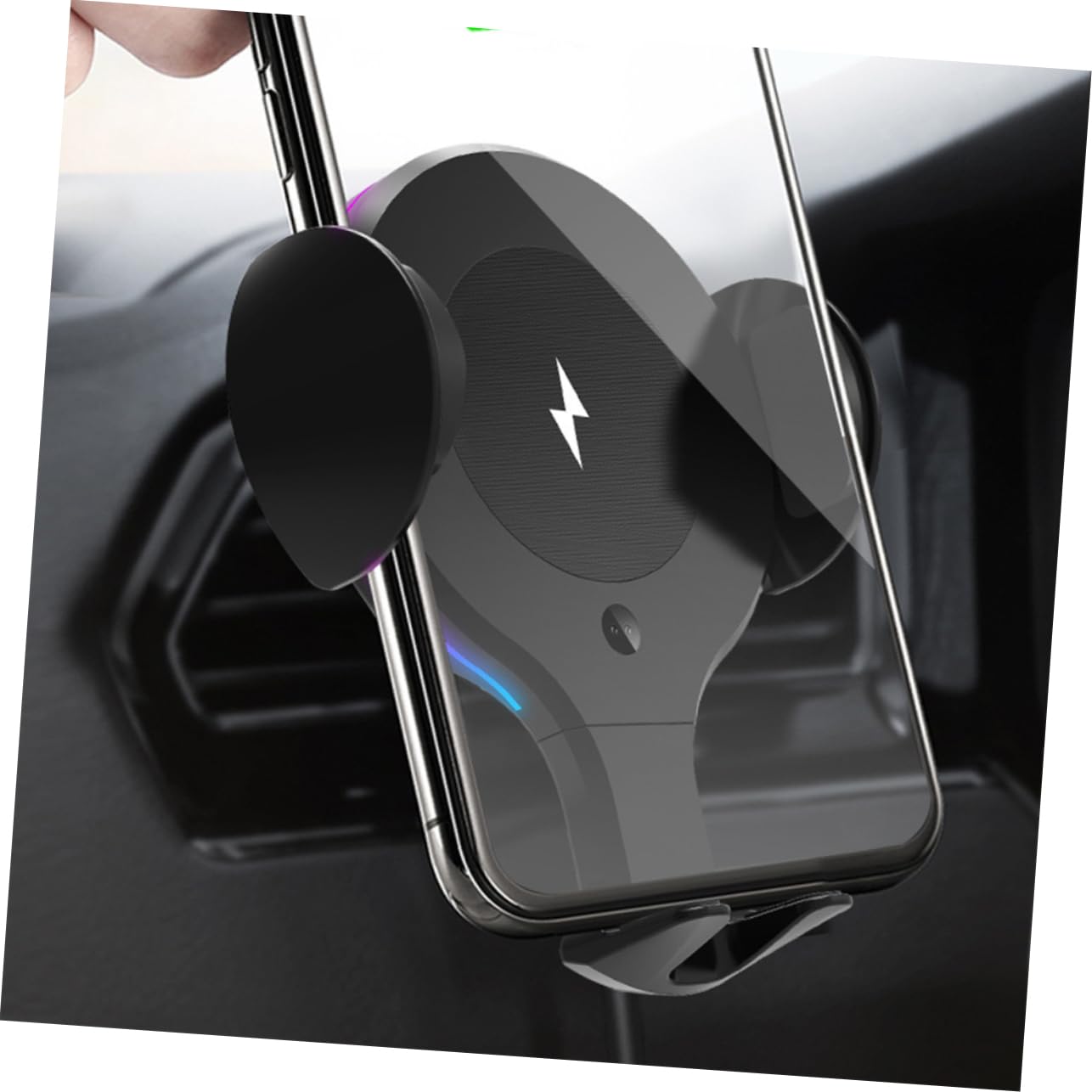 SHINEOFI Caricatore per Macchina Wireless da 10w Supporto per Telefono Auto, Ricarica Automatica e Porta Telefono per Cruscotto o Bocchetta D'aria in Abs e Pom