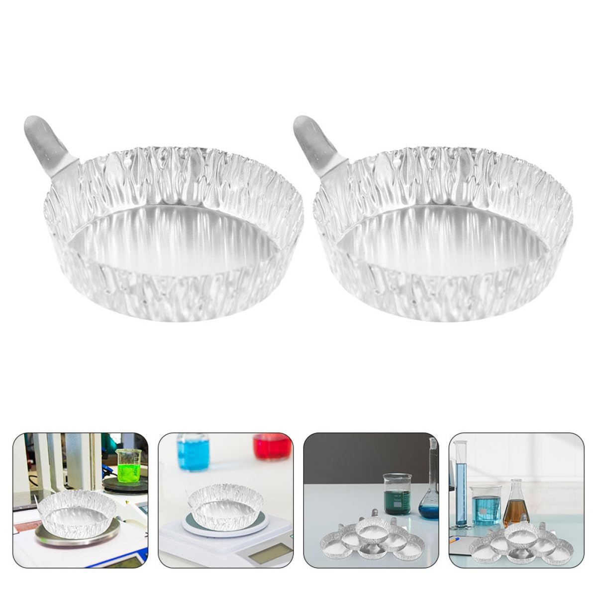 Platos de Pesaje de Aluminio con Asas 42 ml para Laboratorio, 200 Unidades