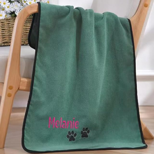 HDLOVE Manta De Secado Personalizada For Mascotas, Microfibra Con Nombre Bordado