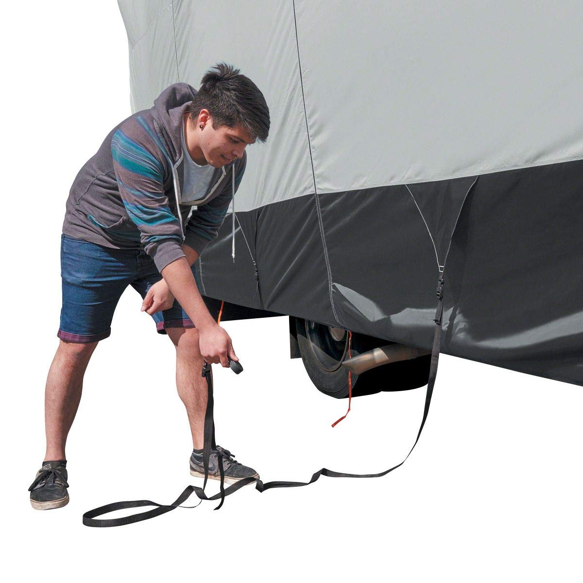 Classic Accessories 80-481-193101-RT Funda para Caravana, Black/Grey/Snow White, 650 - 700 cm largo