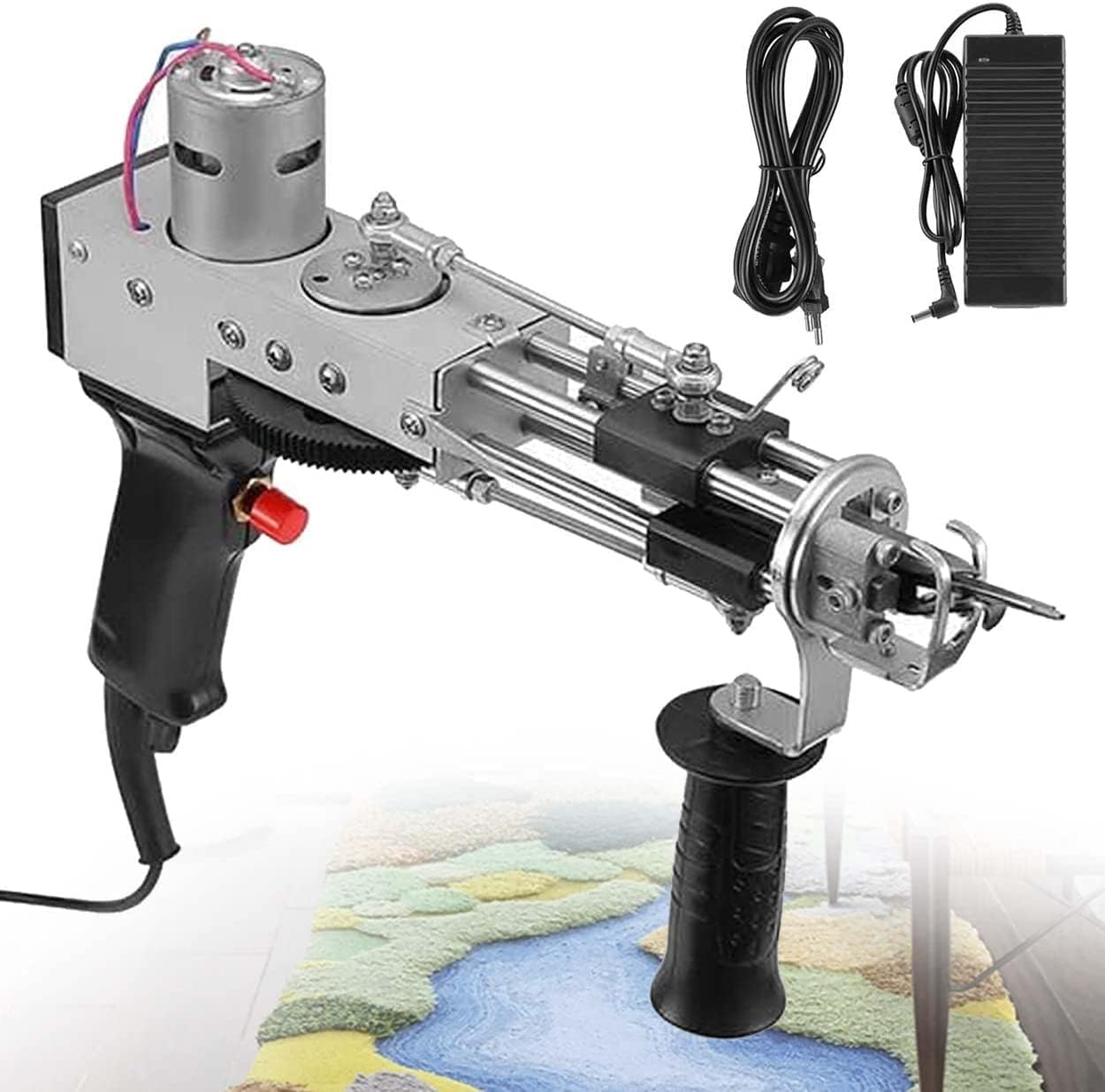 GeRRiT Electric Rug Tufting Gun Machine Handheld Carpet Tufting Gun, Cut Pile and Loop Pile 2in1 Rug Making Kit Portable Rug Weaving Flocking Machine, Black