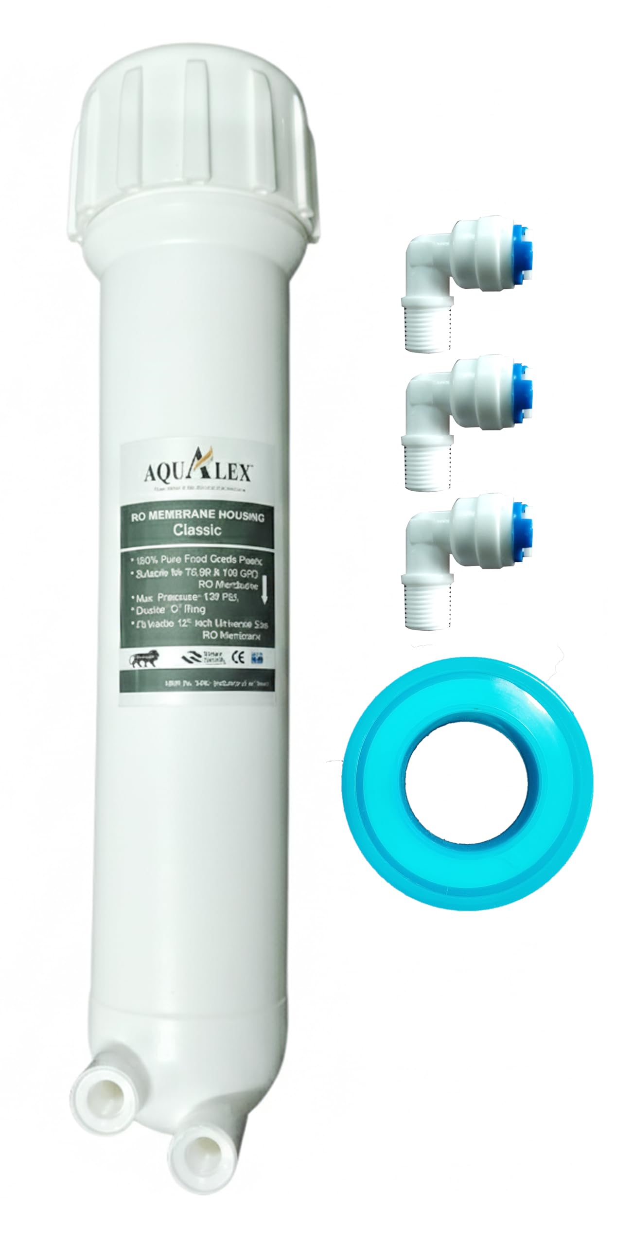 Aqualex, Pokar RO, Membrane Housing (Classic RO Membrane Housing + Connector + Teflon Tape)-image-0
