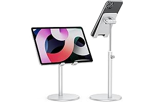 Adjustable height phone stand: OMOTON Aluminum Phone Holder