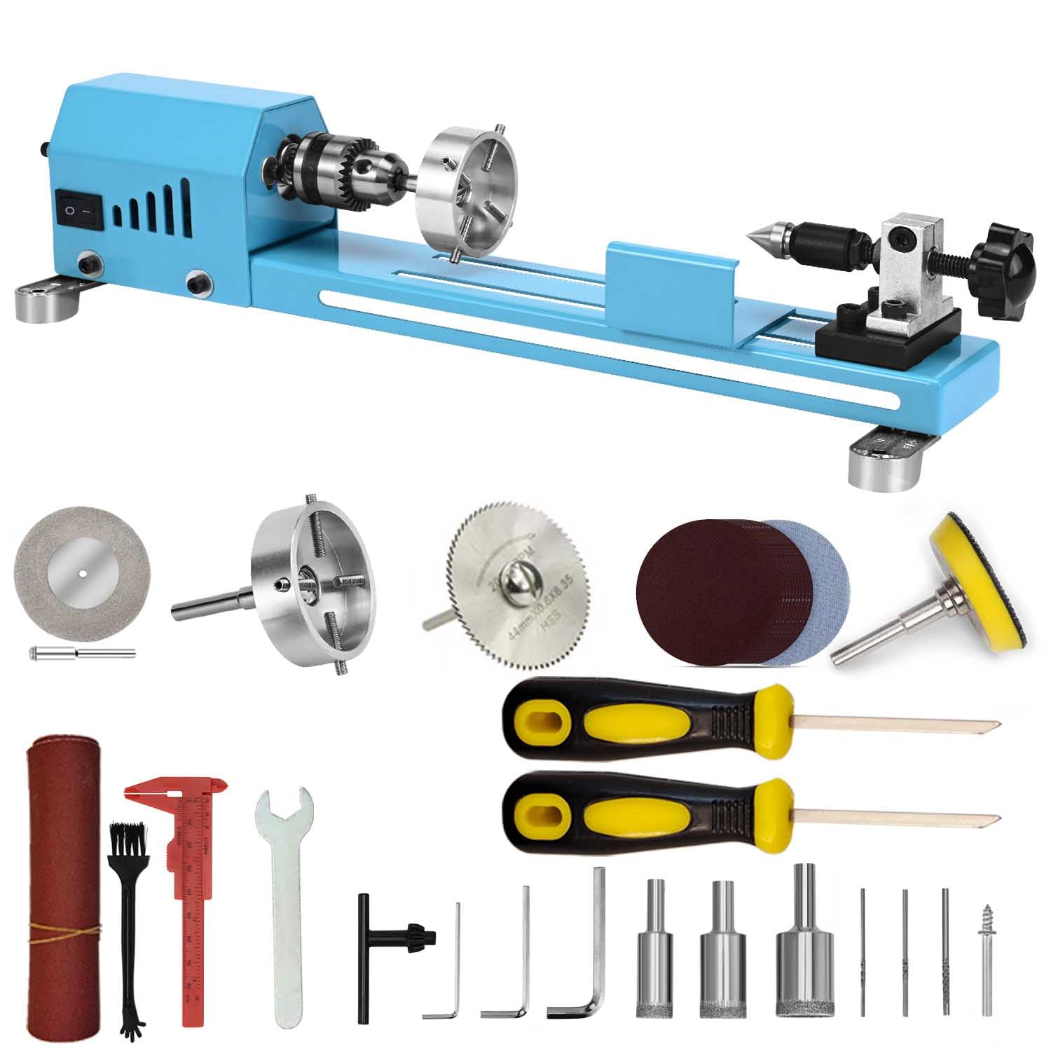 Wood Lathe Mini Multipurpose Lathe Machine Lathe Cutting Polishing Professional Lathe Tool Kit