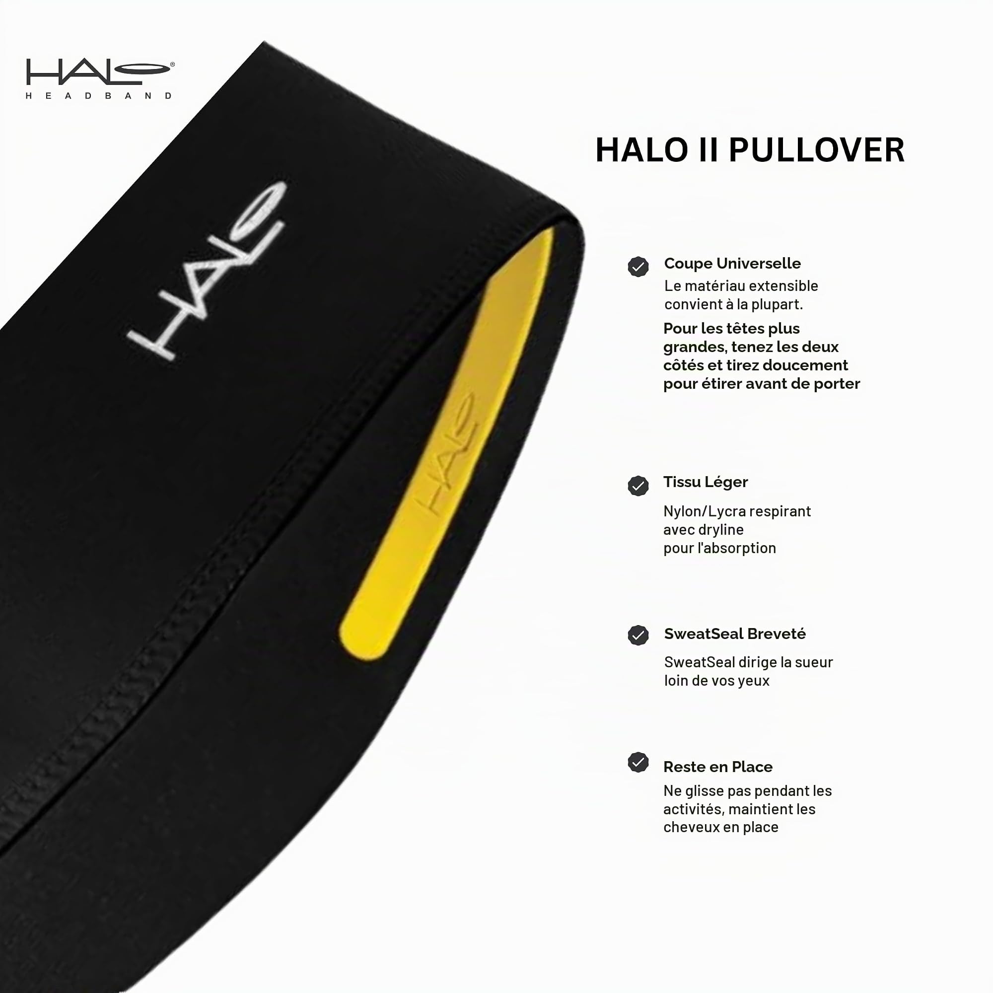 Halo Headband Halo II, Sweatband Pullover for Men and Women, No Slip with Moisture Wicking Dryline Fabric