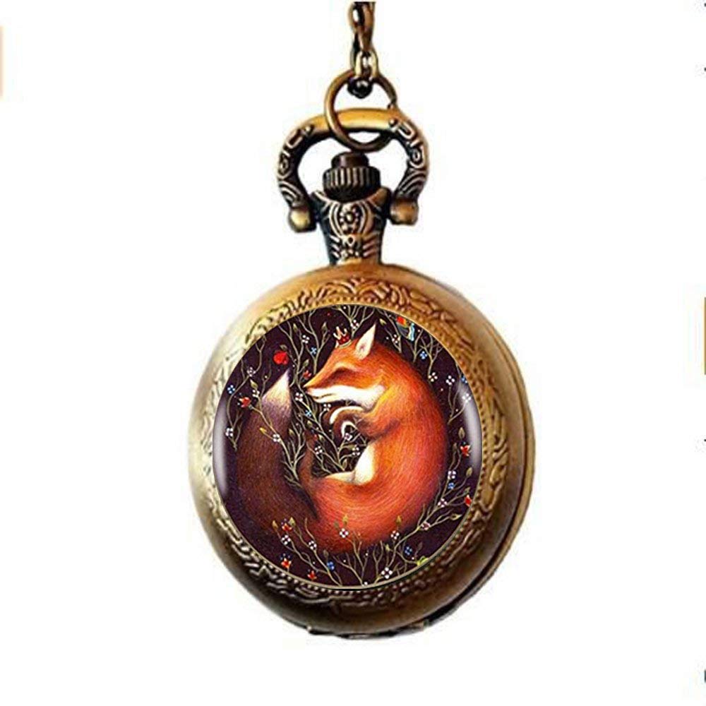 Montre De Poche Rétro à Gousset - Motif Chouette Dans Un Nid De Fleurs - Chaîne Incluse, Quartz