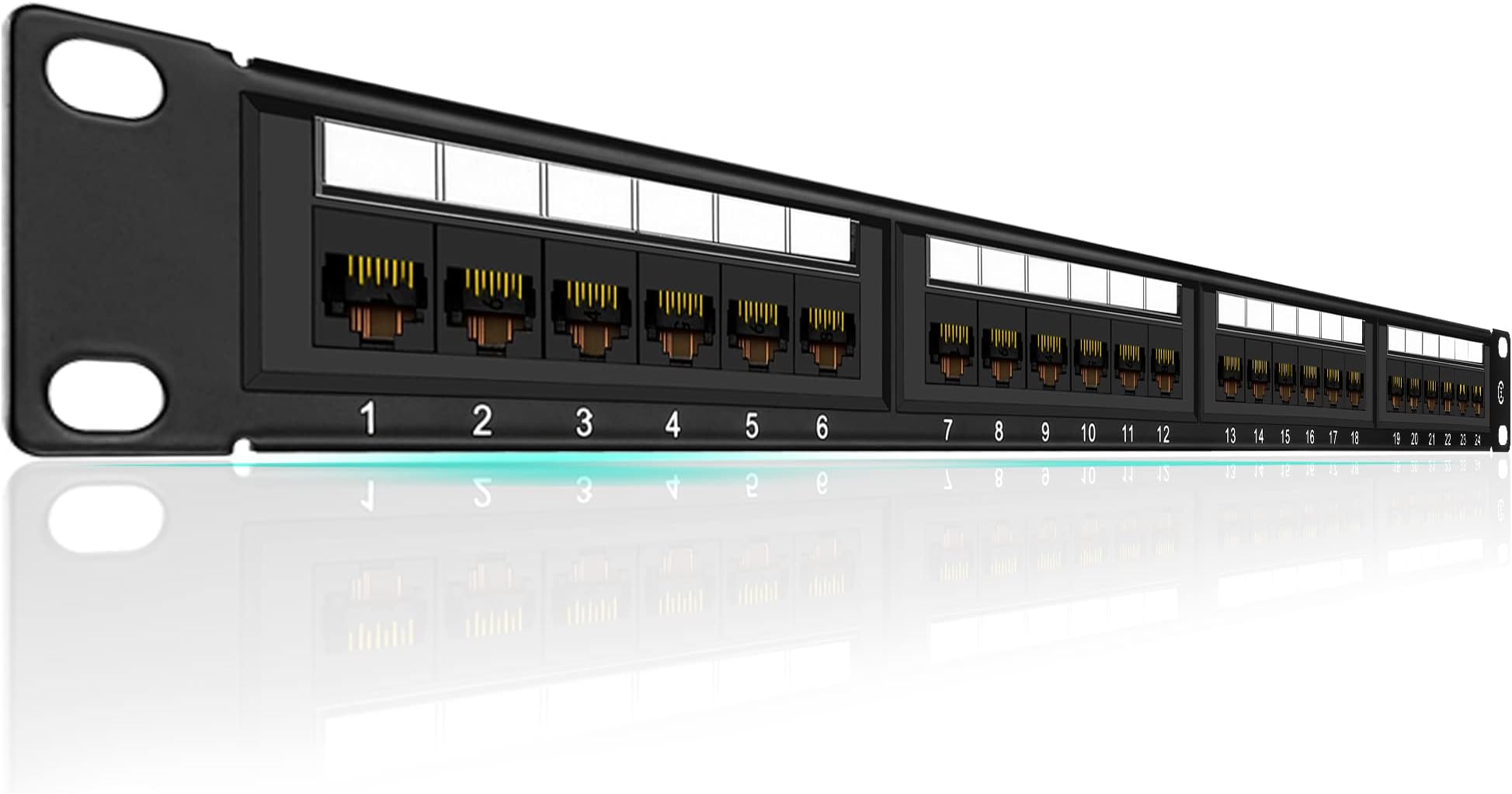 12-poorts patchpaneel - Soort: Cat 6 Ingang: 12x LSA Uitgang: 12x RJ45 female Kleur: Zwart Hoogte: 1U Maat: 10 inch
