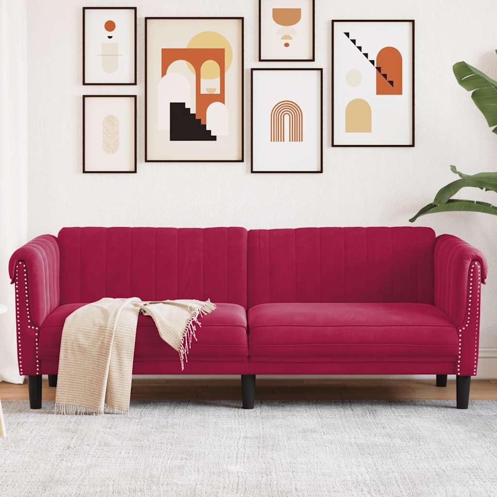 Sofa 3-osobowa z aksamitu, tapicerowane meble z wypełnieniem piankowym, 203 x 77 x 74 cm, nowoczesny salon, kanapa do relaksu i wypoczynku, stabilne nogi z litego drewna