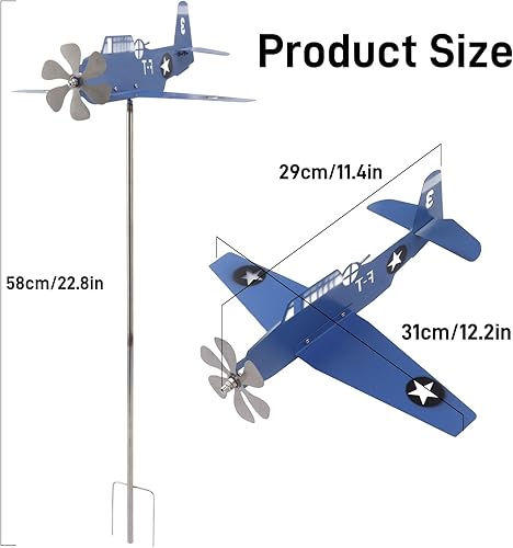 Miniatura 5 de Veleta de metal para jardín, hilandero de viento giratorio, decoración al aire libre para patio, césped, patio