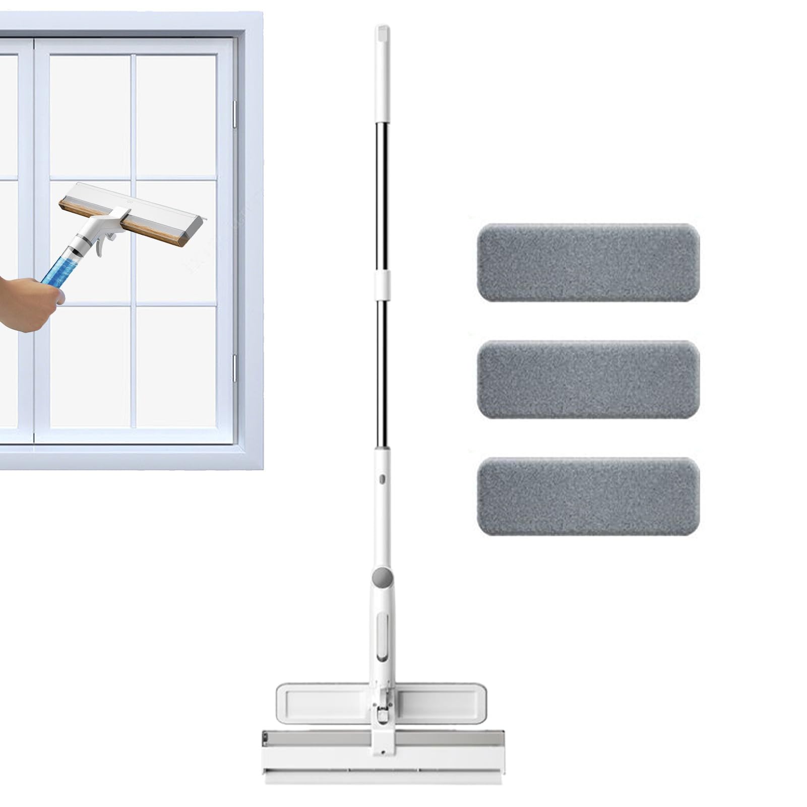 Nettoyeur de vitres télescopique compact à réservoir d'eau intégré
