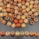 200pcs 16x17mm Painted Wooden Hair Beads, Round Loose Wood Beads Bulk for Braids, African Beads for Hair, Jewelry Making, Craft DIY, Macrame Rosary Bracelet Necklace Making