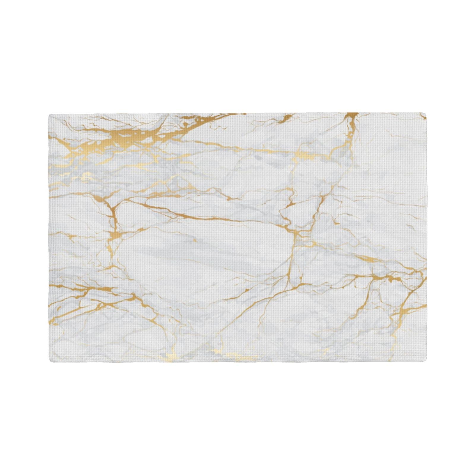 Fiokroo Golden Yellow Marble Texture Placemats Set of 6 Table Mats Table Tableware Place Mats with Non-Slip Heat-Resistant Washable for Dining Home