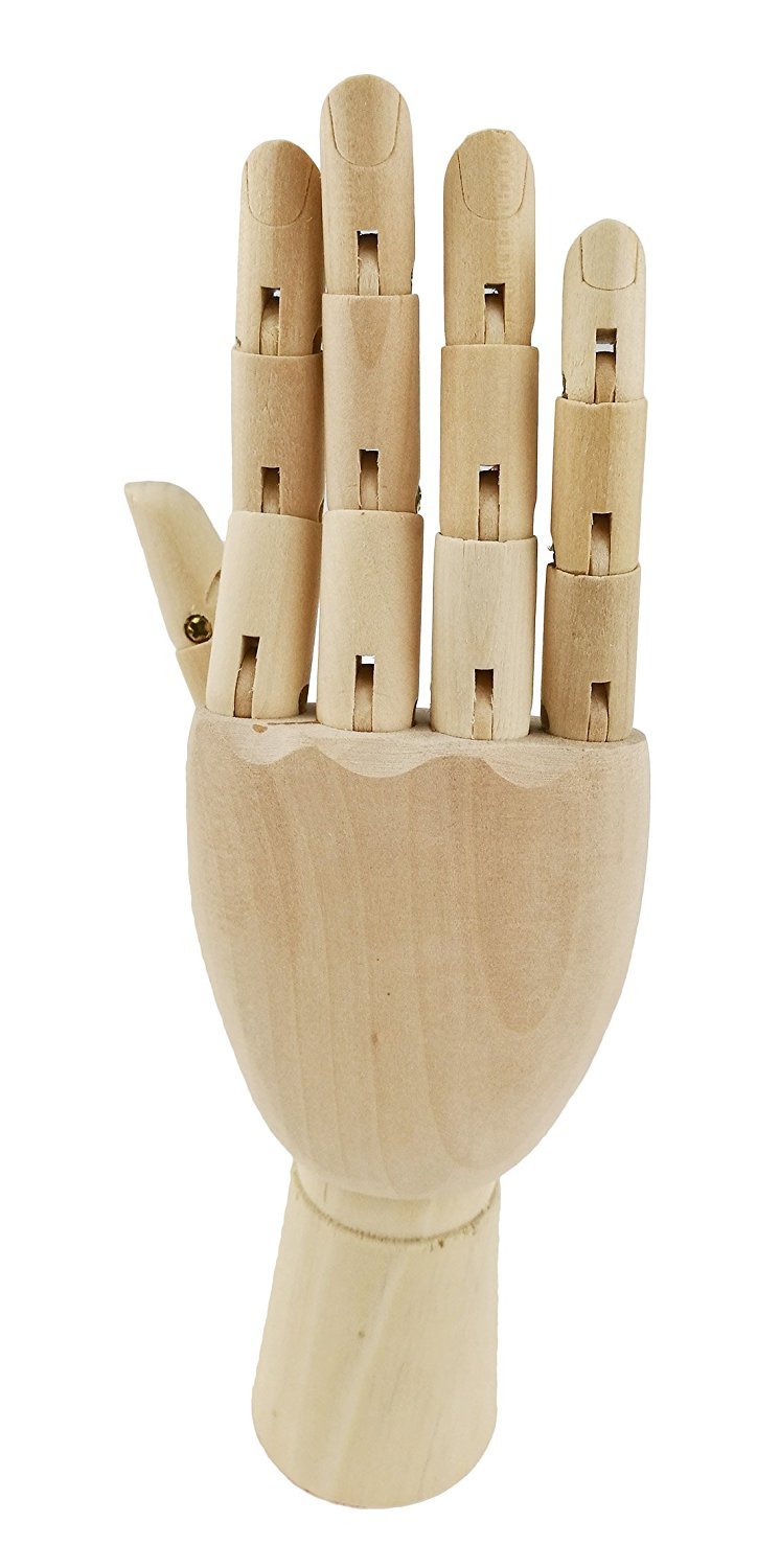 Mano in legno snodabile destra per artisti, schizzi, lezioni d'arte, espositore gioielli