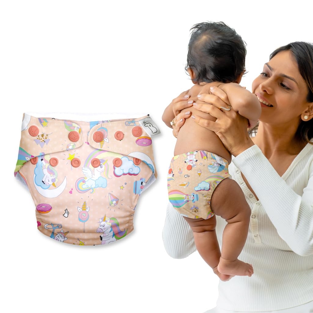 SuperBottoms UNO Freesize Cloth Diaper | Cloth diaper for babies 3M to 3Y | Washable & Reusable cloth diaper | Comes with cloth diaper inserts | 1 Organic cotton Soaker (Unicorn :))-picture-38