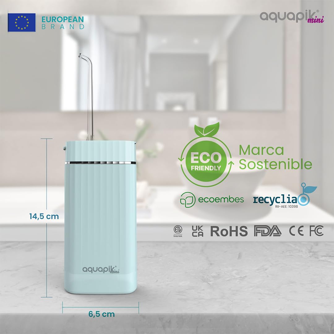 Compra Inteligente: Aquapik® Pro Irrigador dental Sobremesa + Aquapik® Mini en un Pack | (AZUL)