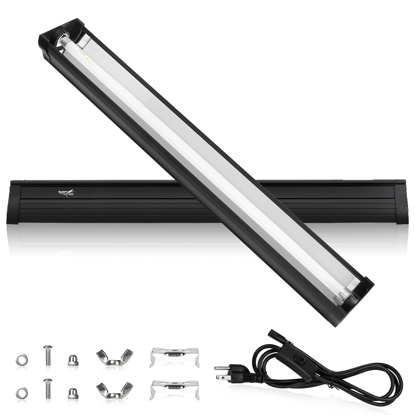 UVB Light for Reptiles Bearded Dragon, T5 UVB Reptile Light Fixture HO UVB Bulb Lighting Combo Kit 10.0 39W UVA UVB Reptile Light Bulb Terrarium Lamp Tube Bar for Snake Gecko Turtle Lizard, 34 Inch