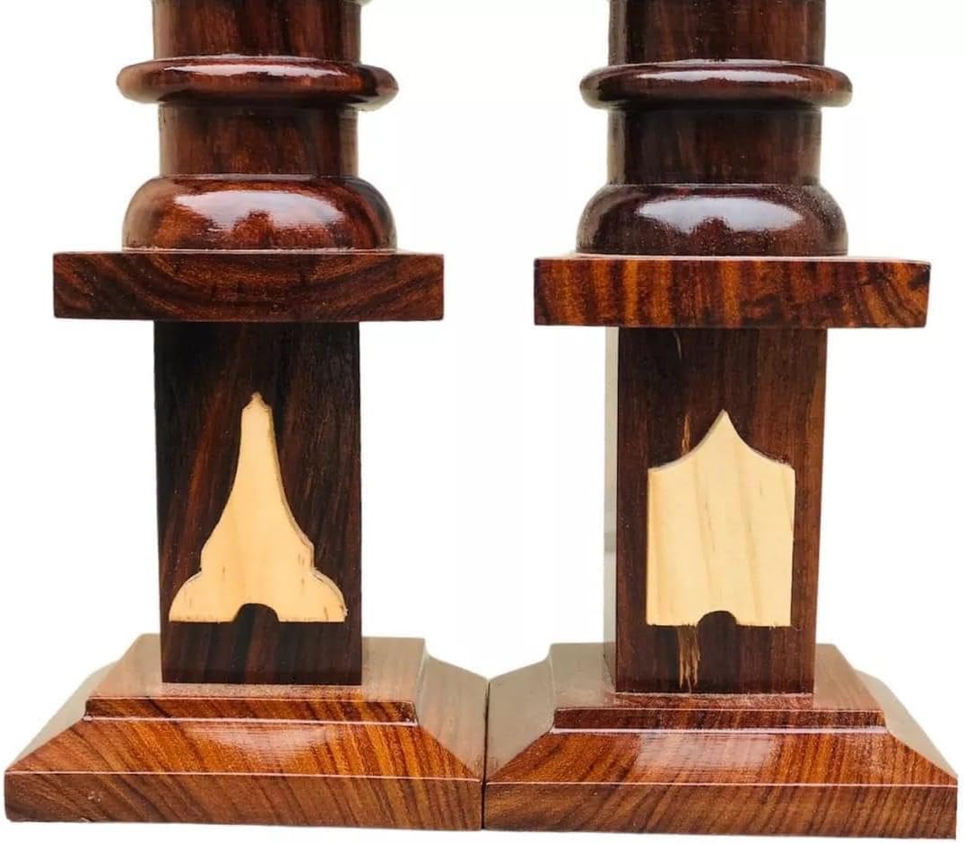Masonic Regalia Free Mason Blue Lodge Grand Lodge Wooden Super Deluxe Hand Made Wood Columns Senior Warden and Junior Warden Emblems Sold as Pair Brown