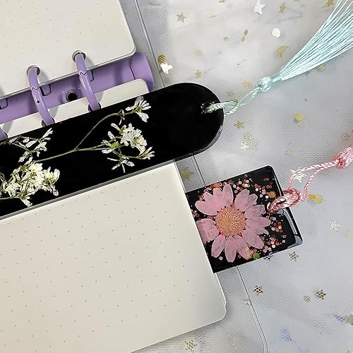 Miniatura 6 de RESINWORLD Juego de 3 marcadores brillantes de silicona, molde de resina para marcapáginas con borlas, molde rectangular pequeño y mediano