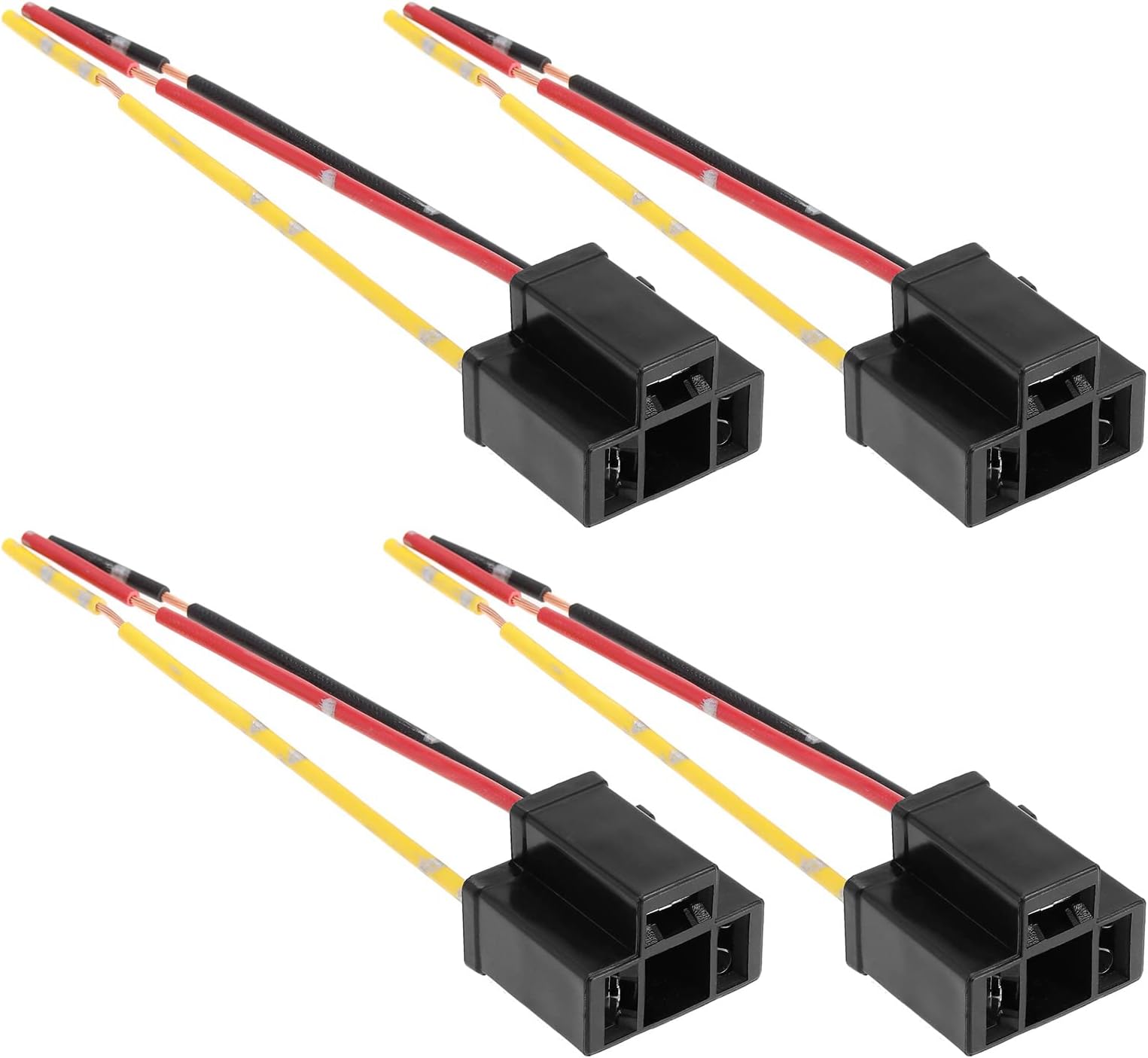 4Pcs Headlight Wiring Connector Replacement Compatible with H4 HB472 472 Bulbs 3 Pin Headlight Repair Lamp Harness Connector Plug Cable Socket