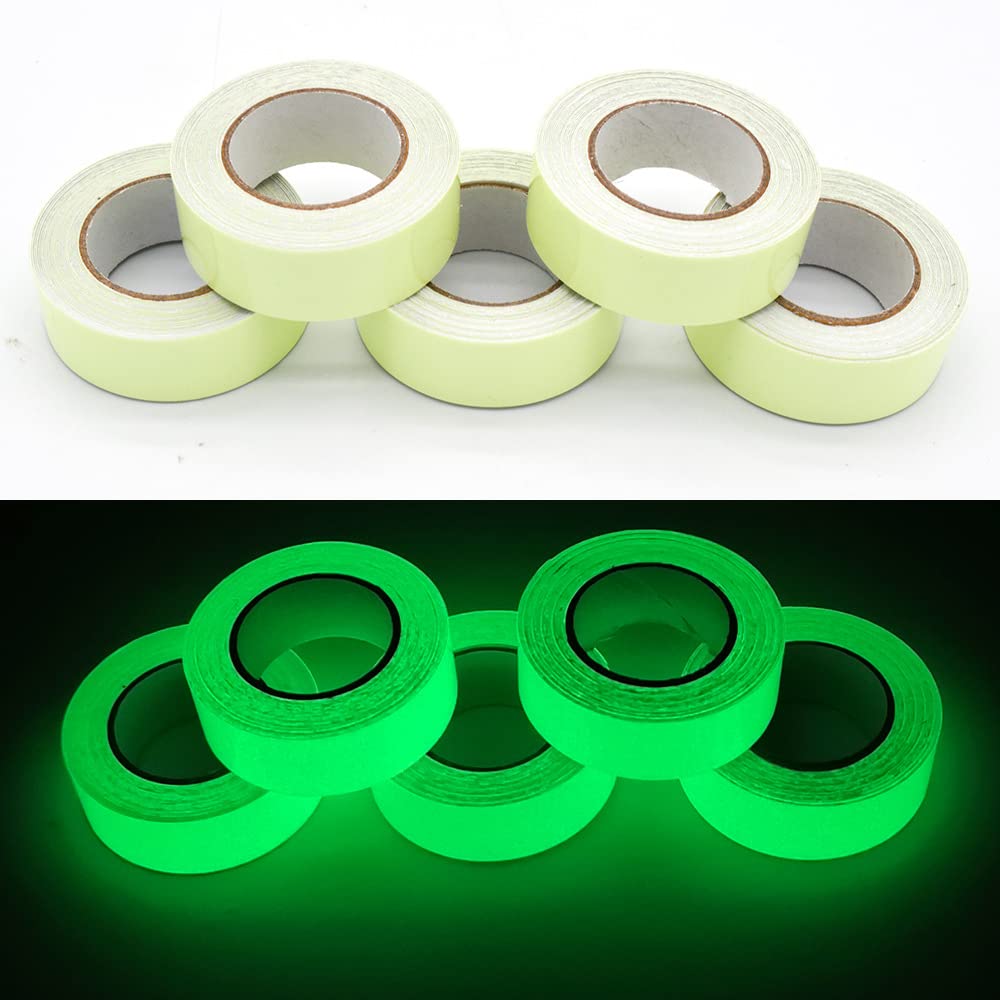 Rollos de cinta de advertencia que brillan en la oscuridad, juego de 5 – antideslizante para escaleras, escaleras, marcación de suelo – Uso en interiores y exteriores – 2 cm x 10 m cada rollo