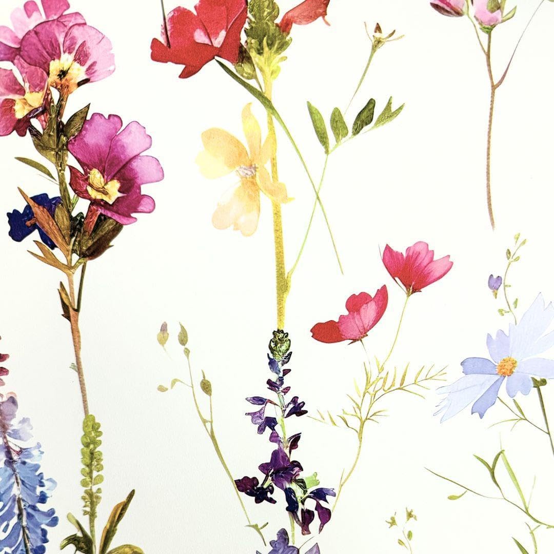 Elsie Minimalistic Floral Watercolour Style Spring Flowers Wallpaper for Living Room, Bedrooms, Kitchens in Multicolour World of Wallpaper AF0038