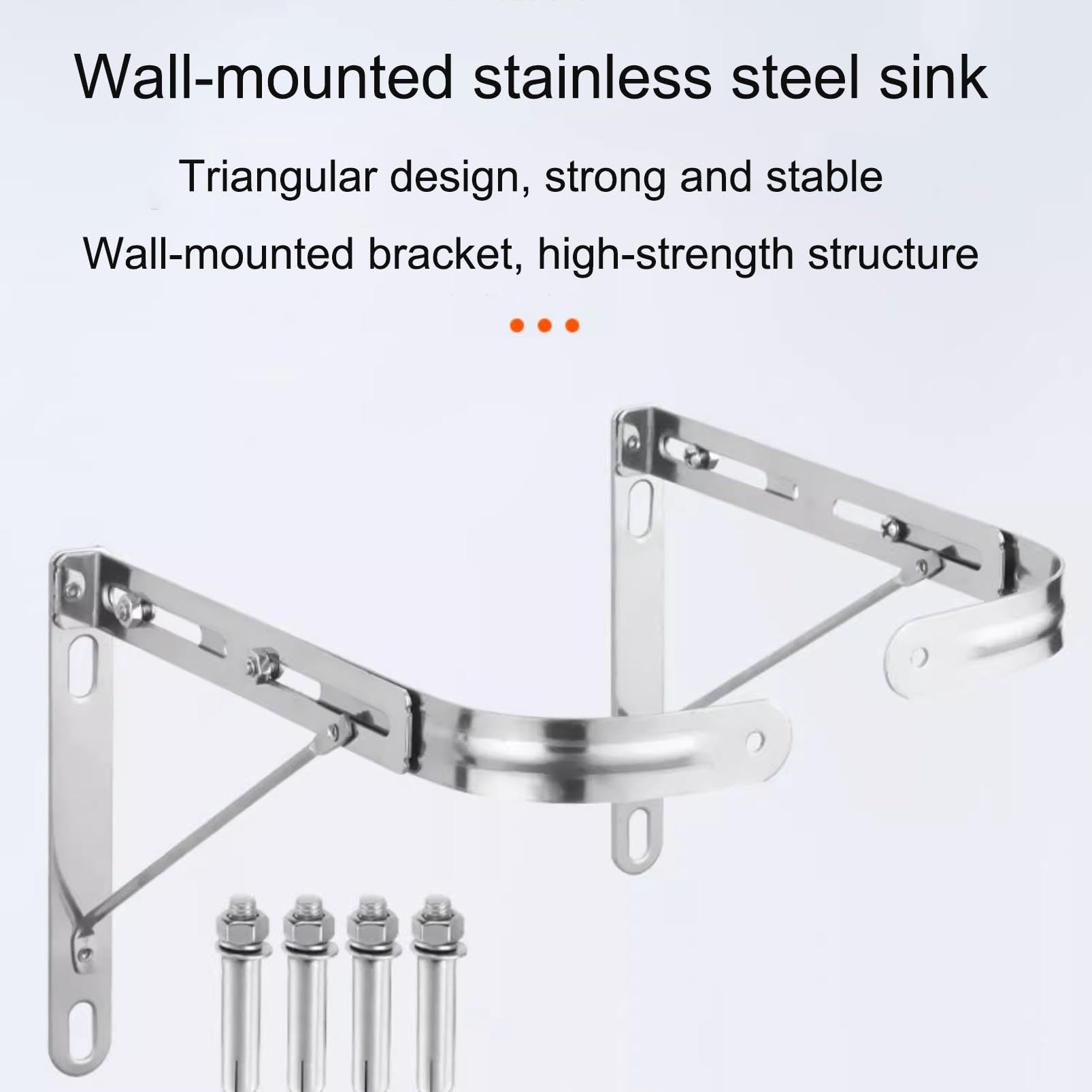 Genérico Lavabo de Mano de Acero Inoxidable, Fregadero utilitario Compacto | Fregadero de pared con soporte triangular, kit de drenaje completo y herrajes, ahorro de espacio para baño pequeño