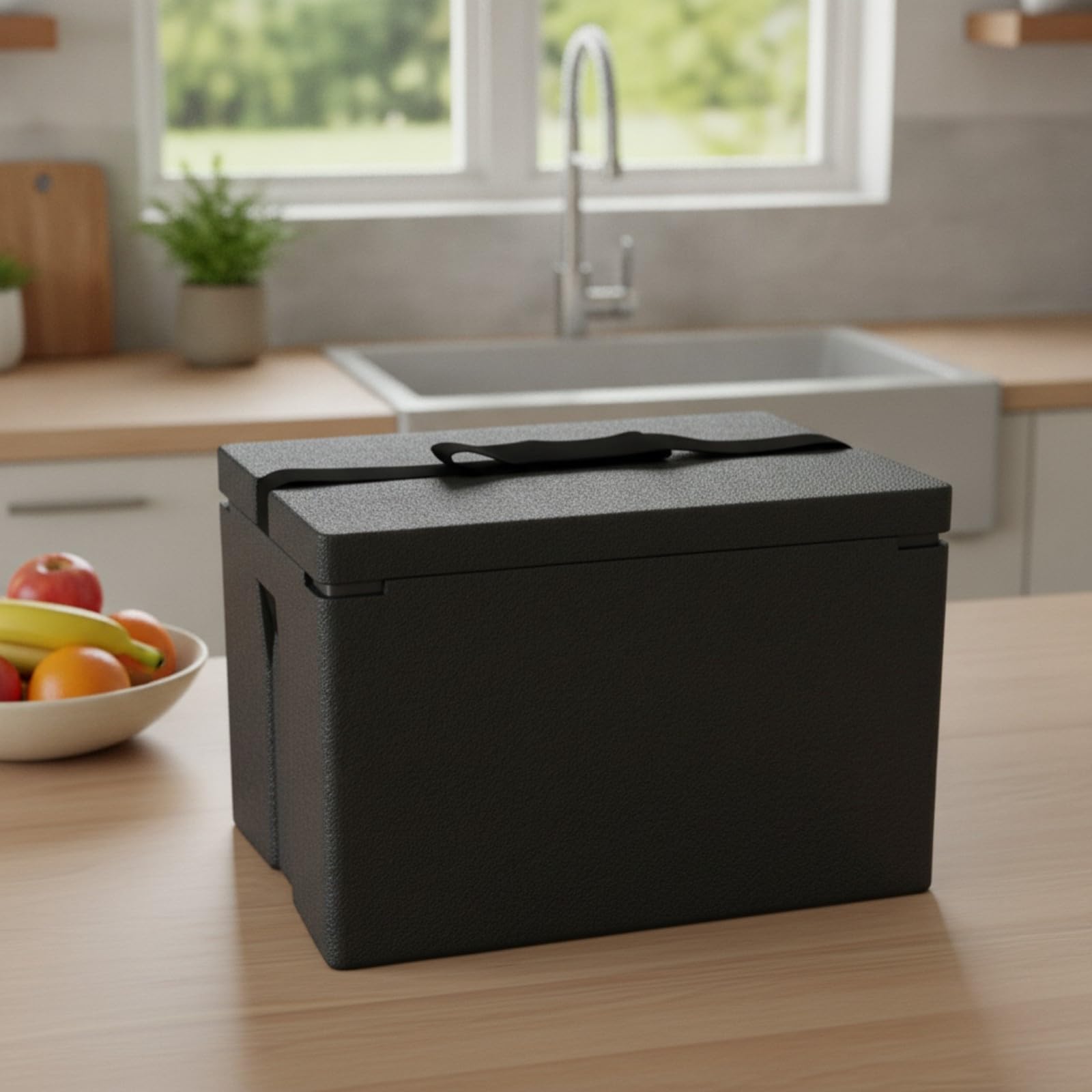 Nevera Espuma con Tapa Ligera | Portátil, Caja Térmica con Correa Mano, Maletín Isotérmico Correa Mano, para Picnic, Negro, 20L