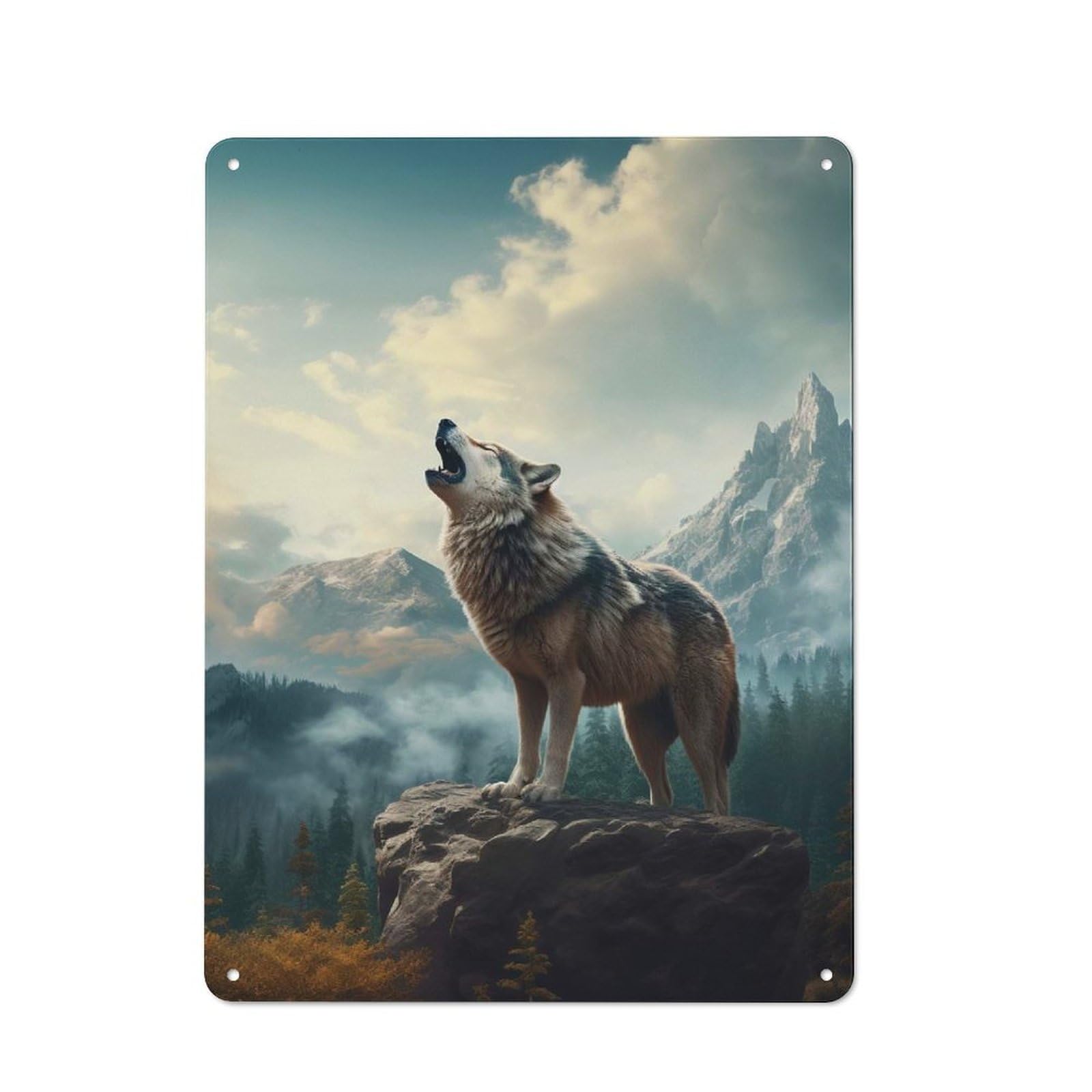 Junmoney Style-10 Wolf Mountains 2 Retro Tin Sign 40X30cm For Café Or Restaurant, Housewarming Wall Decor For People Furnishing Café And Restaurant