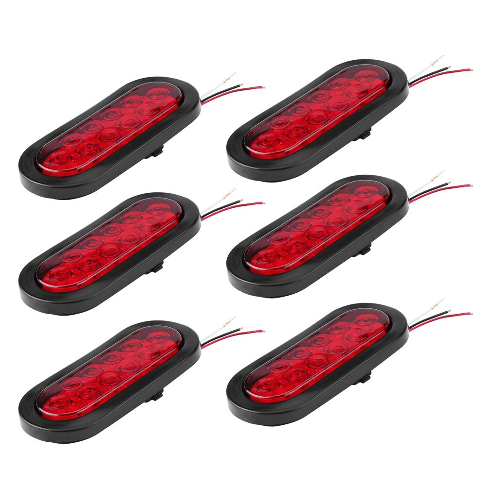 Tbest Światła Przyczepy LED 6 szt. 12 V 10 Diod LED Stop Turn Oświetlenie Tylne Trwała Obudowa z Poliwęglanu Wodoodporna do Samochodów Ciężarowych i Czerwono-czarna