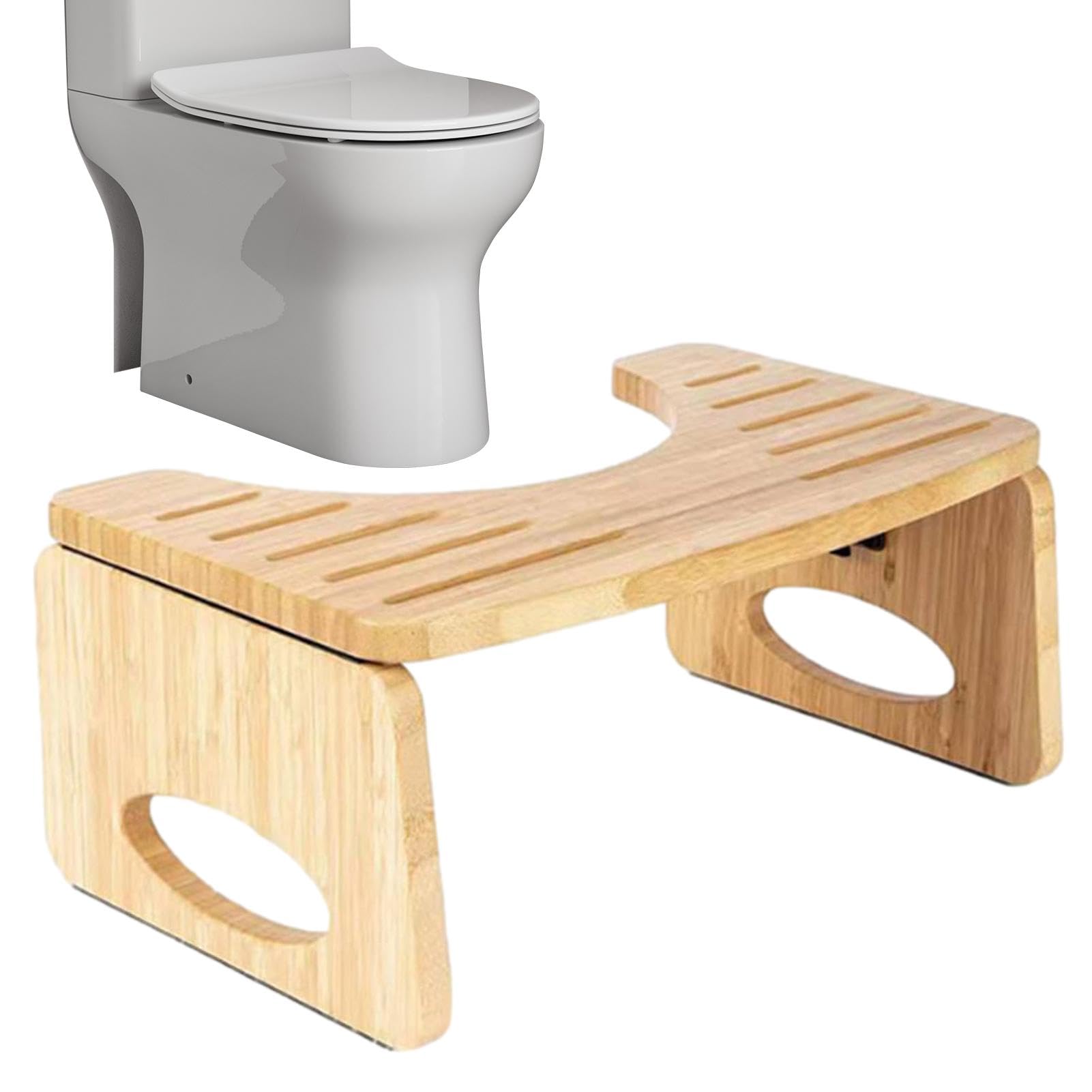 Squatty Pottyy for Adults, Wooden Squatting Toilet Stool, Foldable Potty Stool Portable Bathroom Poop Stool, Sturdy Squatting Step Footstool, Toilet Potty Stool for Adult and Kids Aid